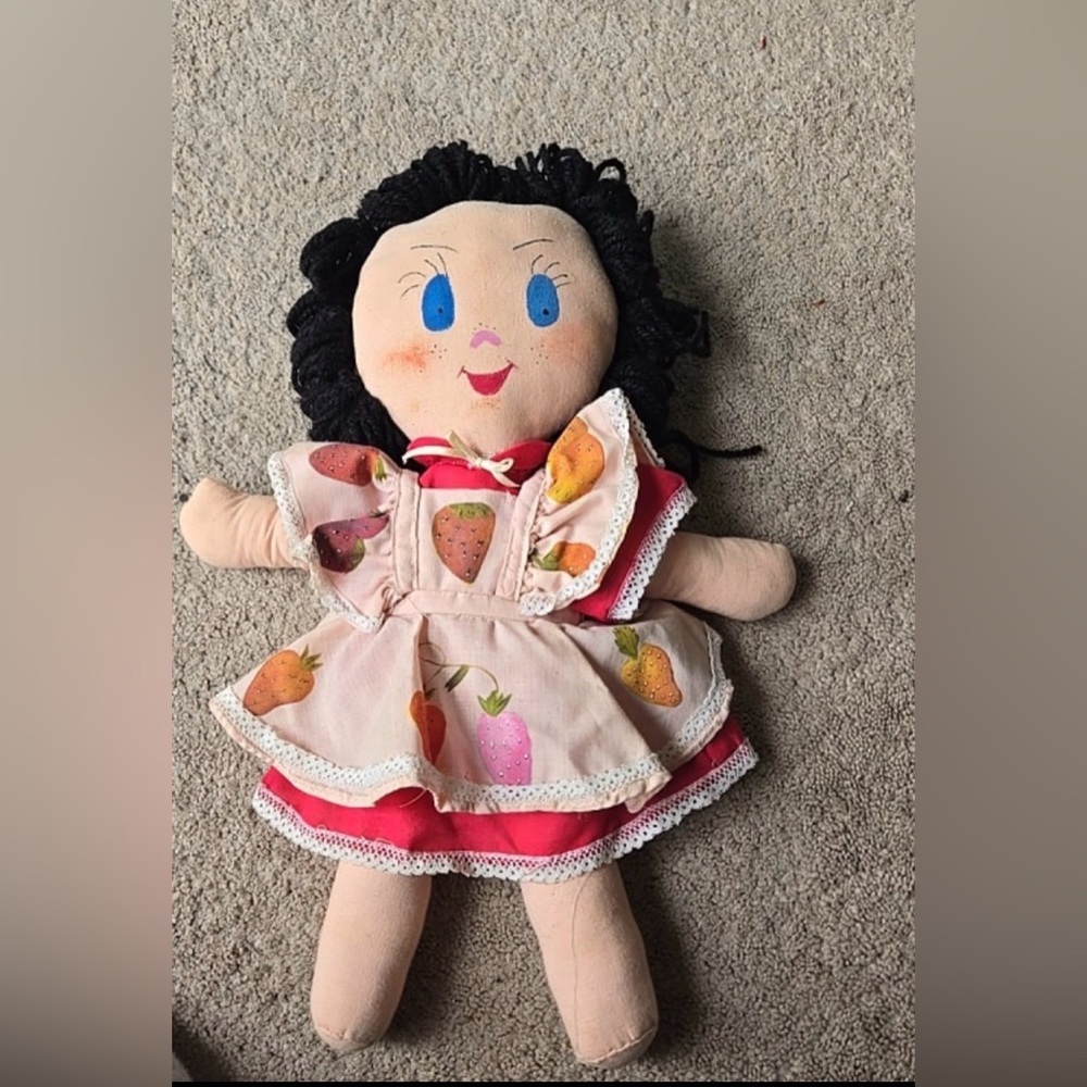 Vtg handmade 18in doll with yarn hair